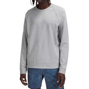LULULEMON City Sweat Crew Sweatshirt Men M Gray Side Zip Athletic Unisex EUC